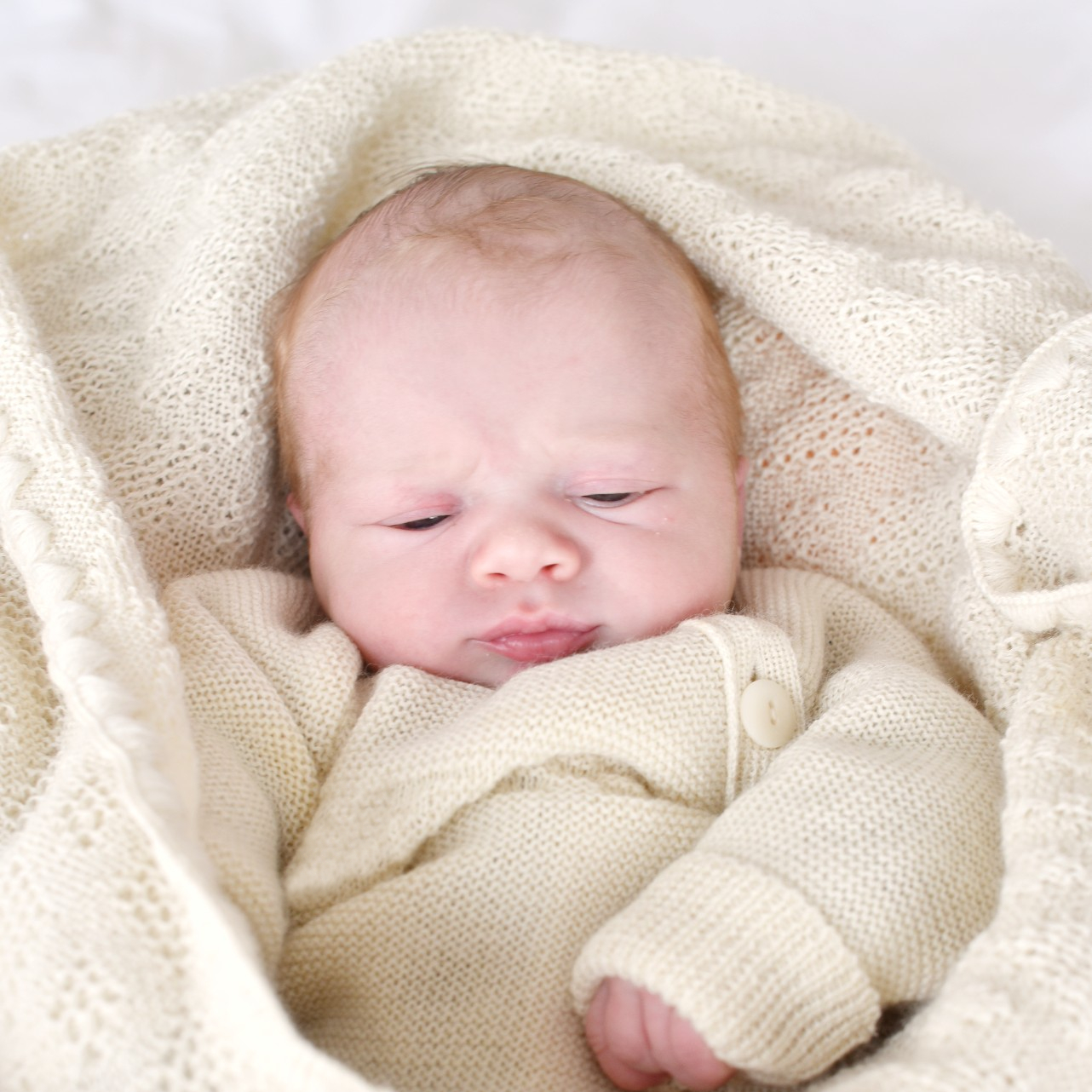 Couverture bébé en laine mérinos Disana écru