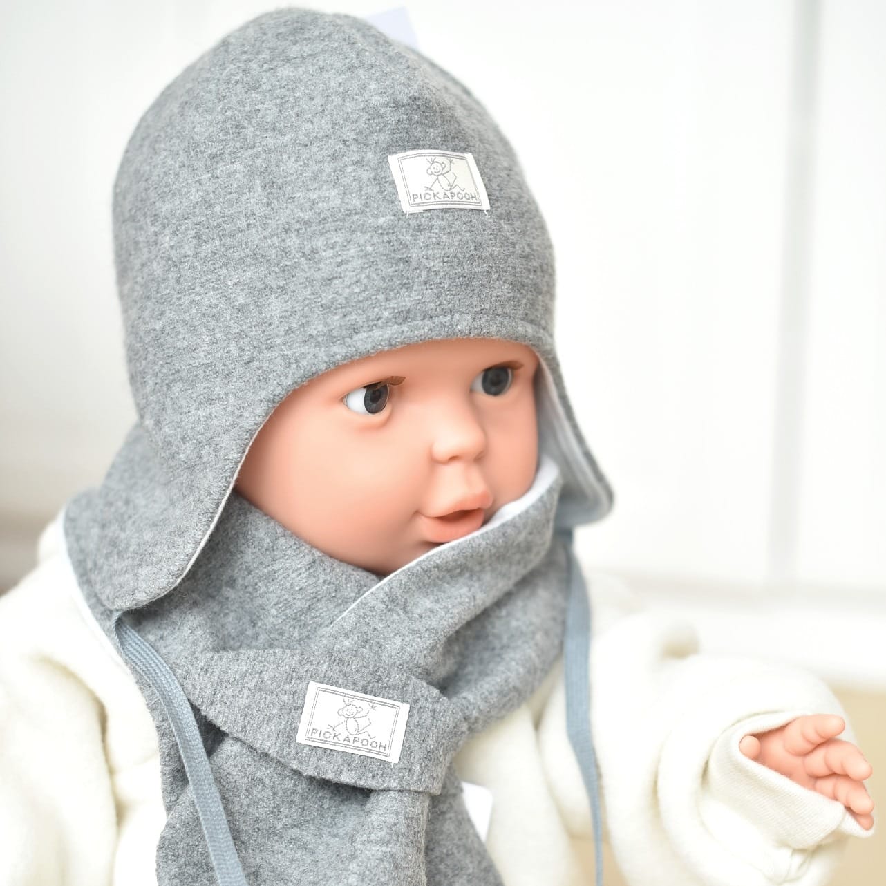 Bonnet bébé en laine mérinos NIKI Fellhof - Naturel